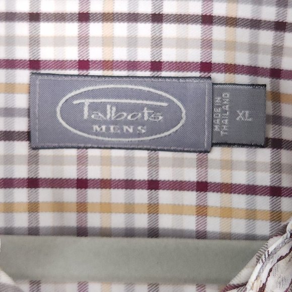 Talbots Men's Dress Shirt Red Grey Yellow Plaid Button Down Long Sleeve Size XL - Picture 5 of 10